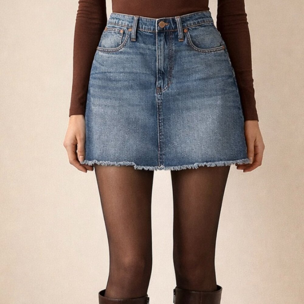 Madewell Rigid denim mini skirt women's sz 31 boho cottagecore cabincore - Picture 2 of 5